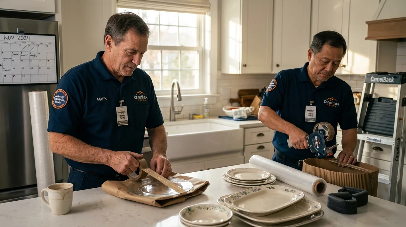 Professional crew packing kitchen dishware in San Dimas, CA